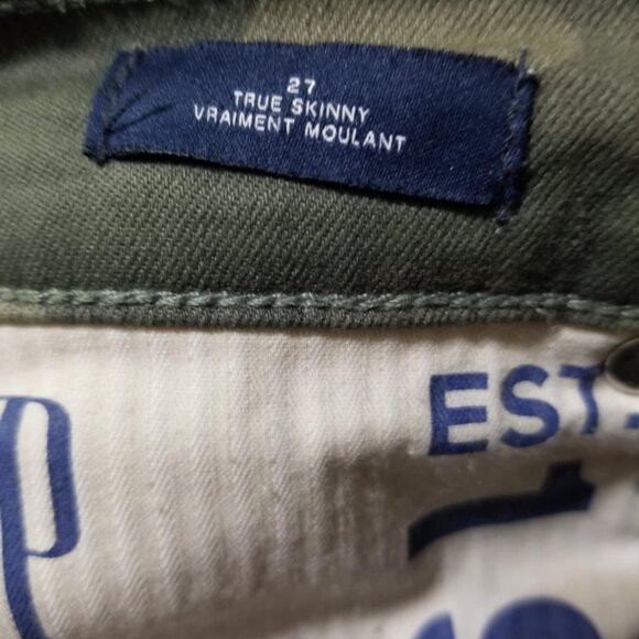 GAP Jean Camo Army Green Denim 27 Skinny Casual Stretch Modern - Picture 7 of 10